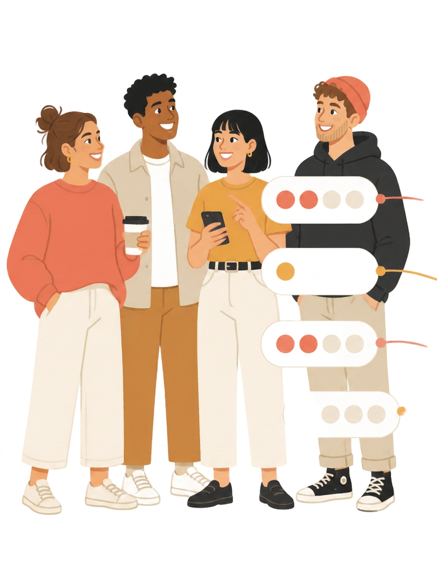A group of friends next to a calendar with their overlapping free evenings highlighted